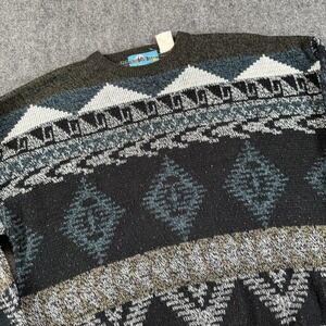 Vintage Wood Land Trail Sweater Mens 2XLT Geometric Knit Pullover 90s Tall Retro